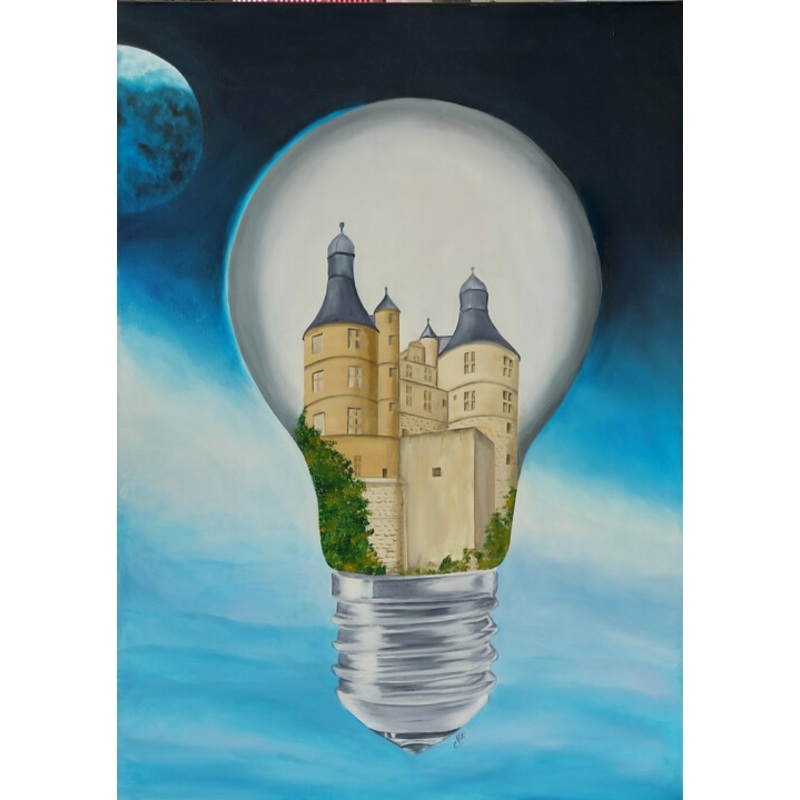 A La Lumire Du Chateau Painting by Nicole Ppe Gaumier | ArtMajeur